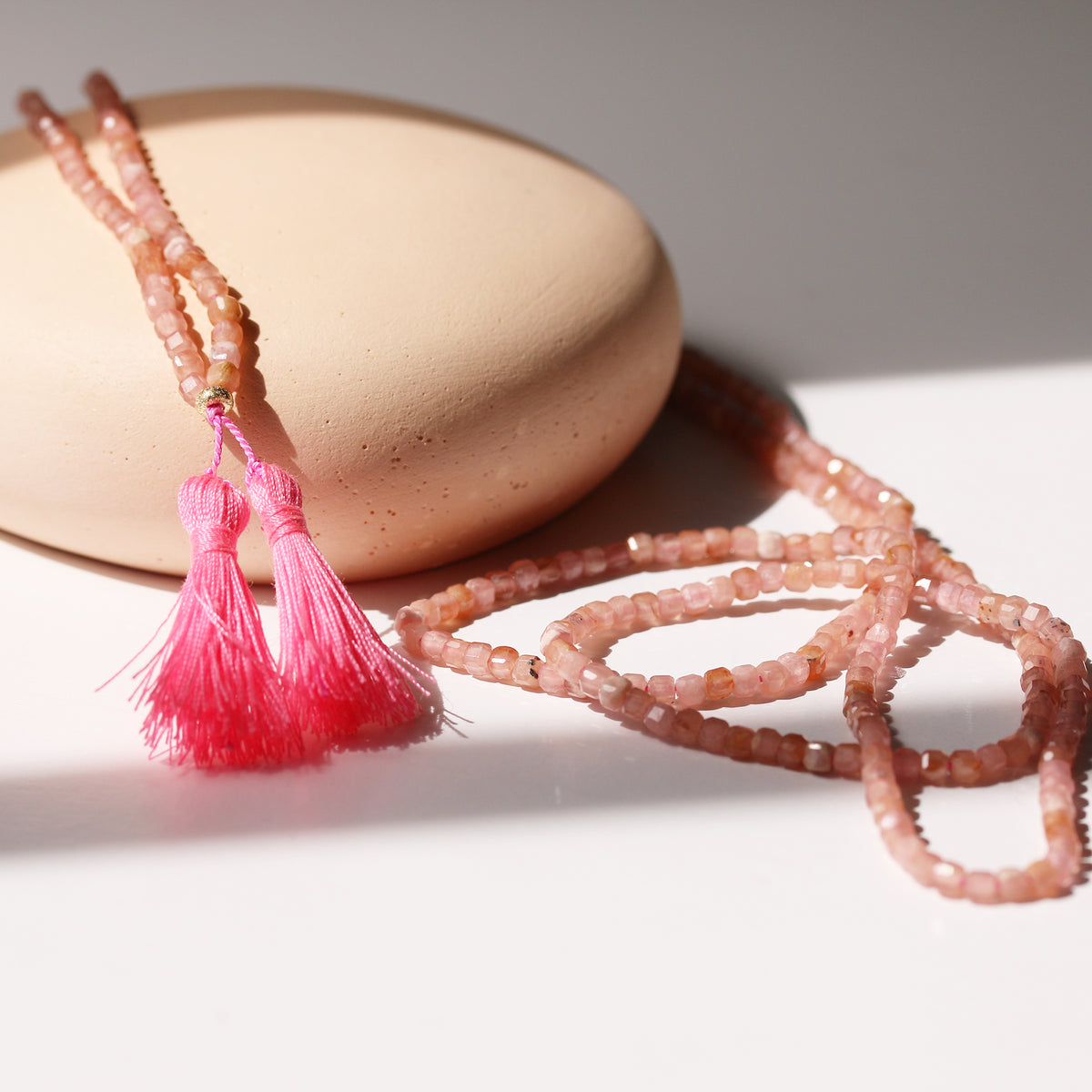 ENCHANTED DAWN GEMSTONE TASSEL NECKLACE