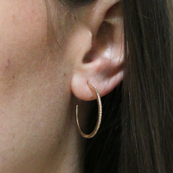 DIAMOND DUSTED PETITE ROUND HOOP EARRINGS