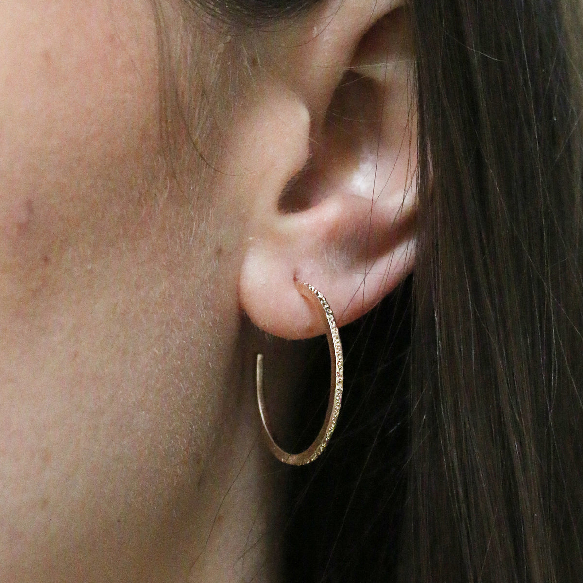 DIAMOND DUSTED ROUND HOOP EARRINGS