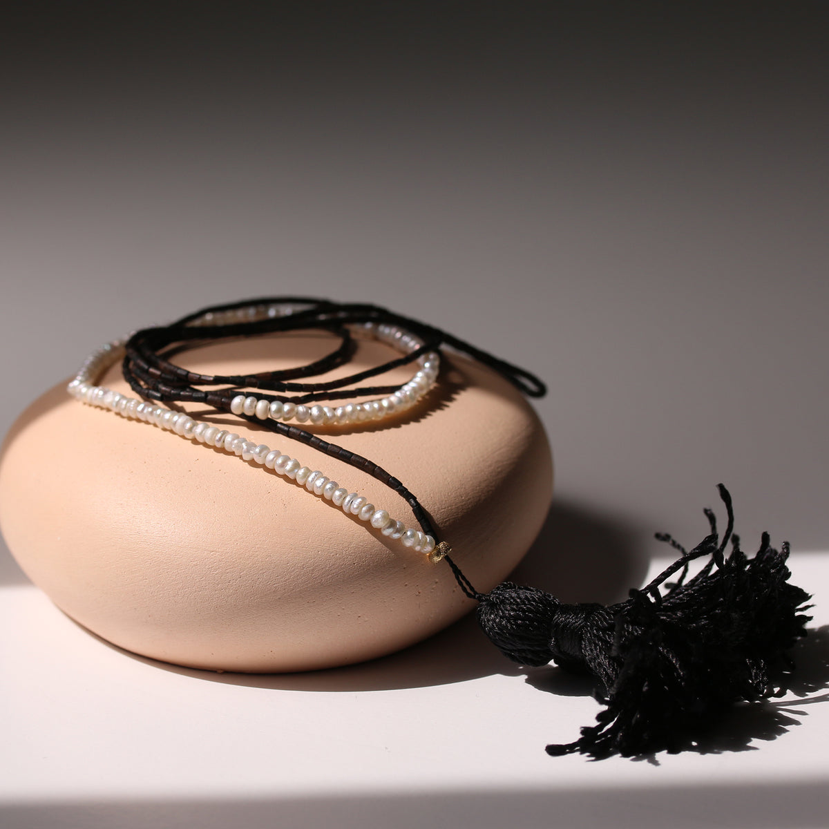 MIDNIGHT REVERIE GEMSTONE TASSEL NECKLACE