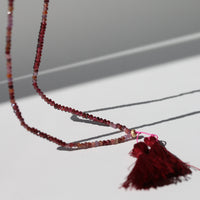 MULLED WINE GEMSTONE TASSEL NECKLACE