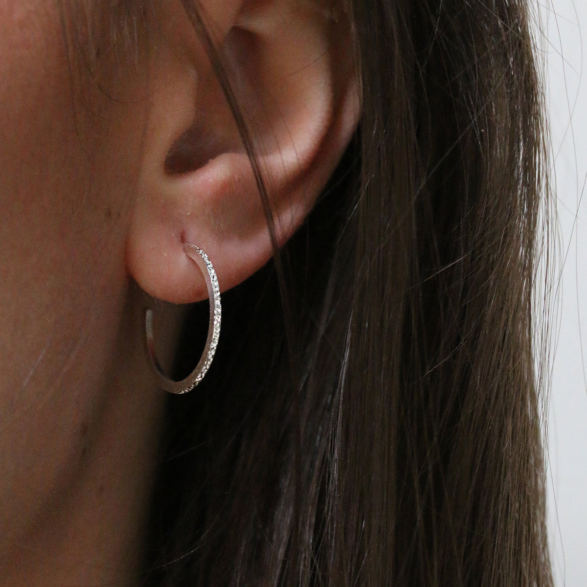 DIAMOND DUSTED ROUND HOOP EARRINGS
