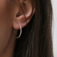 DIAMOND DUSTED ROUND HOOP EARRINGS