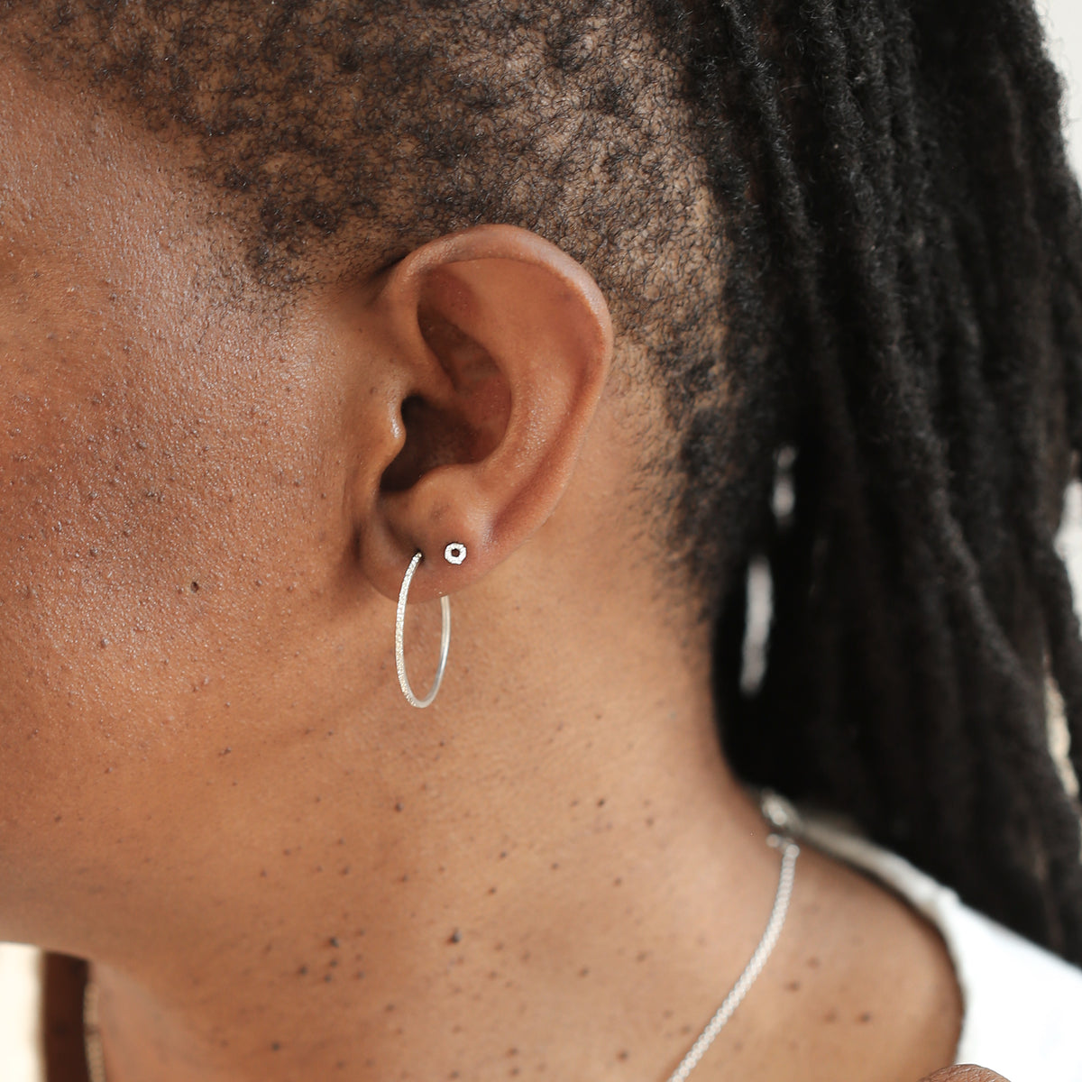 DIAMOND DUSTED ROUND HOOP EARRINGS