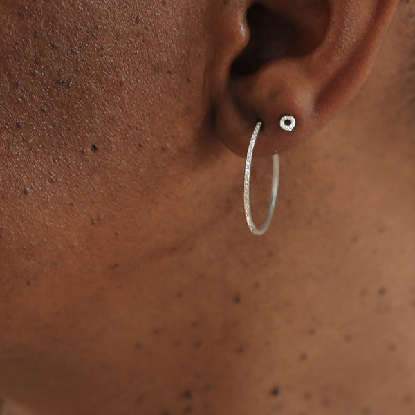 DIAMOND DUSTED MINI ROUND HOOP EARRINGS