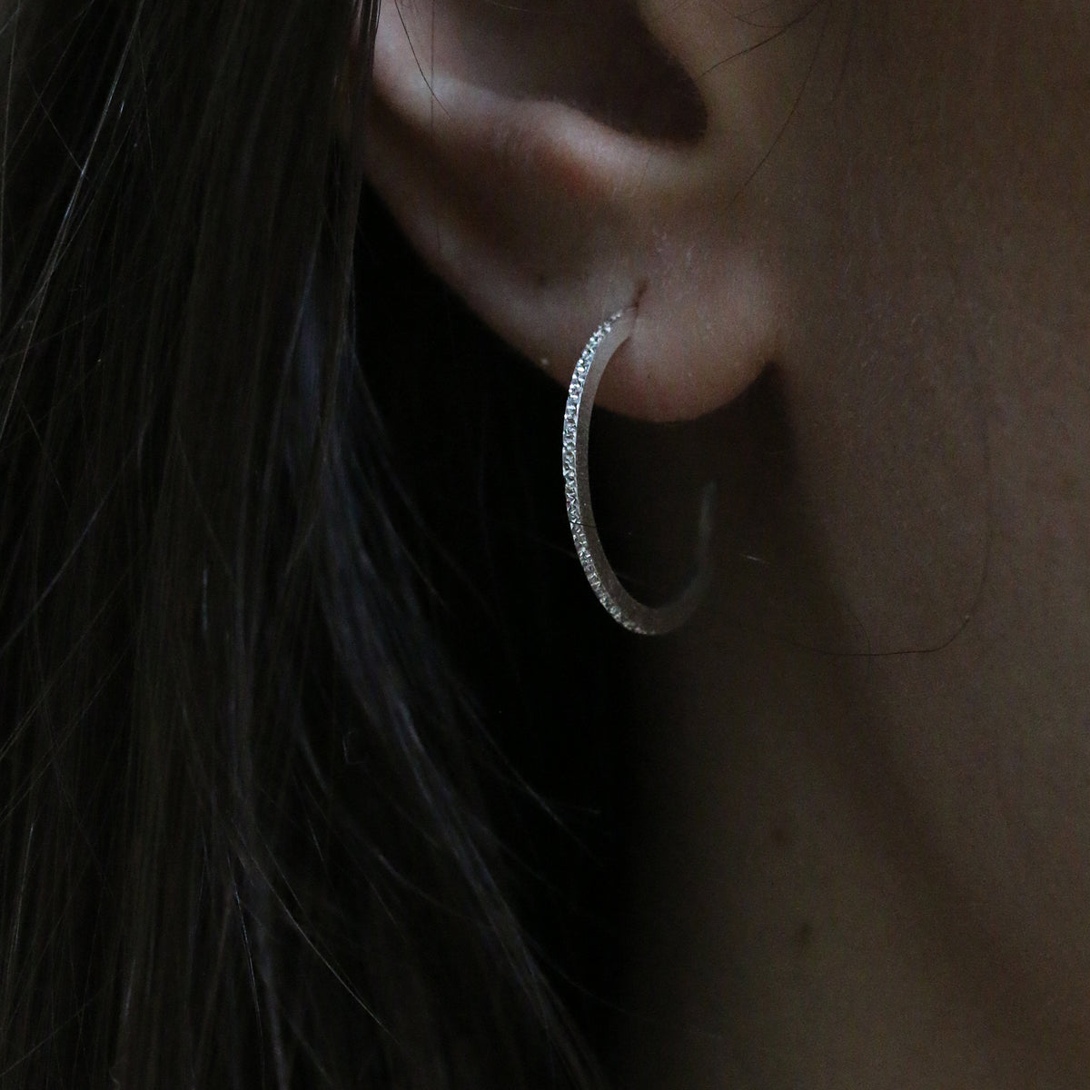DIAMOND DUSTED ROUND HOOP EARRINGS
