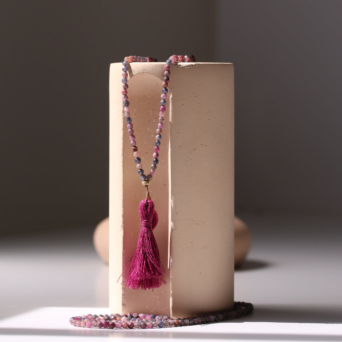 VINEYARD VELVET GEMSTONE TASSEL NECKLACE