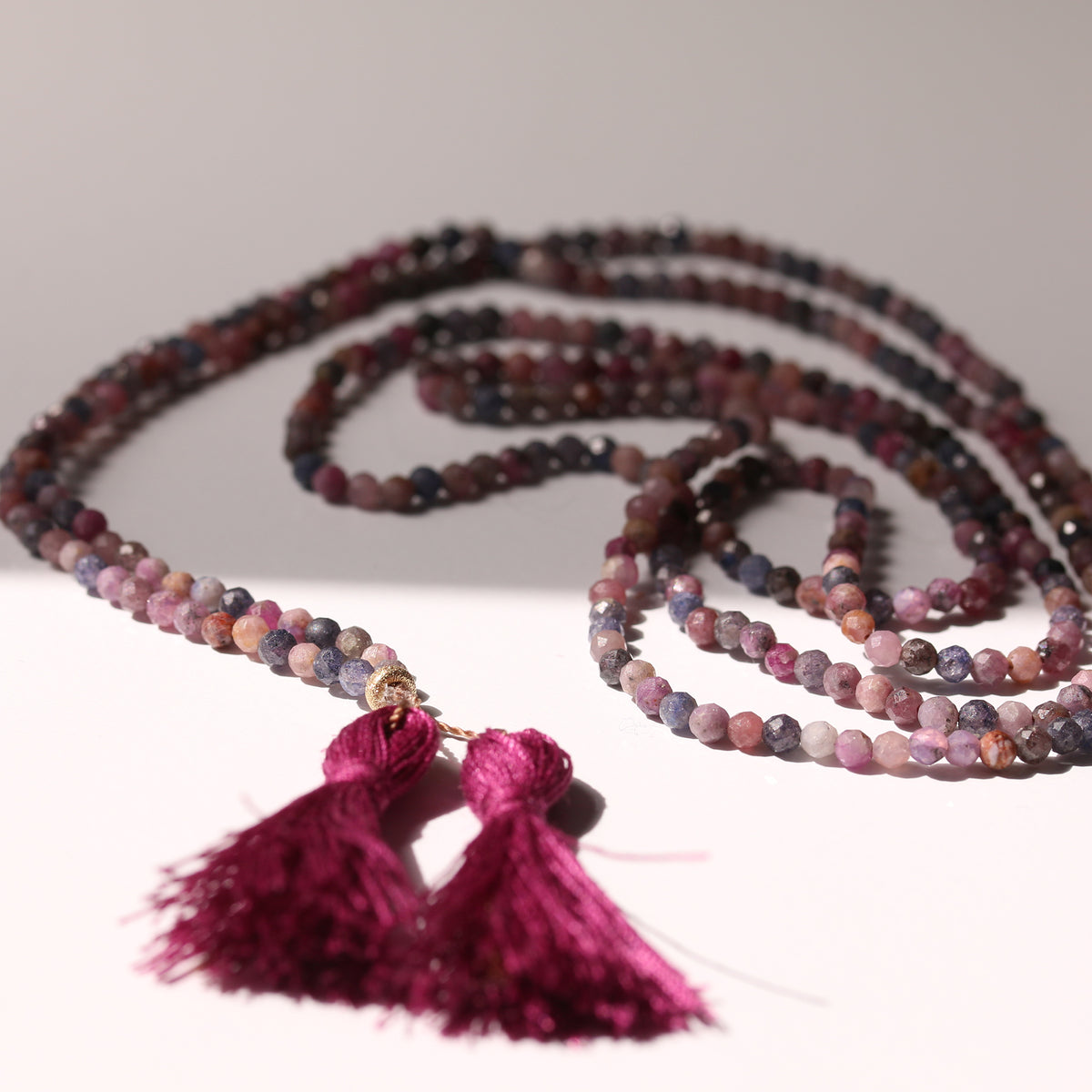 VINEYARD VELVET GEMSTONE TASSEL NECKLACE