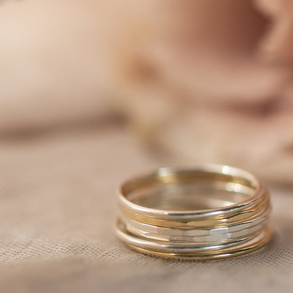 silver and gold stacker rings