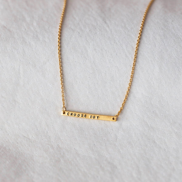choose joy gold bar necklace