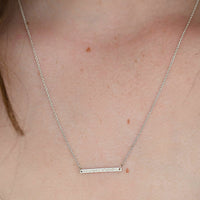 silver diamond dusted bar necklace