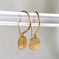 gold tiny coin drop earrings | Christina Kober