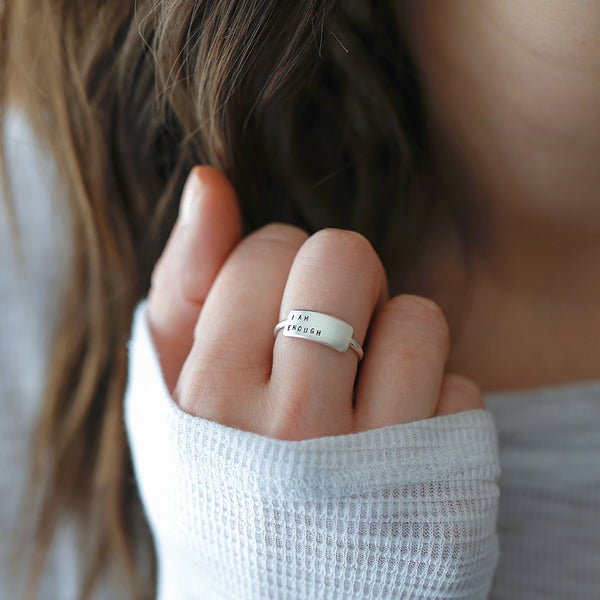 I am Enough stamped ring | Christina Kober