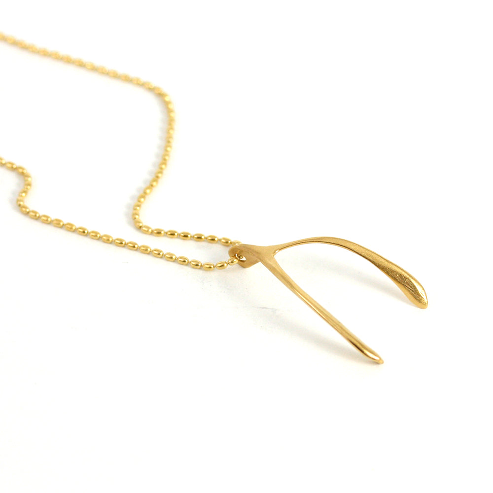 gold vermeil large wishbone necklace
