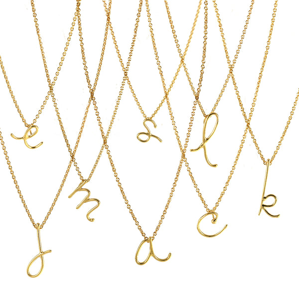 handwritten initial necklaces