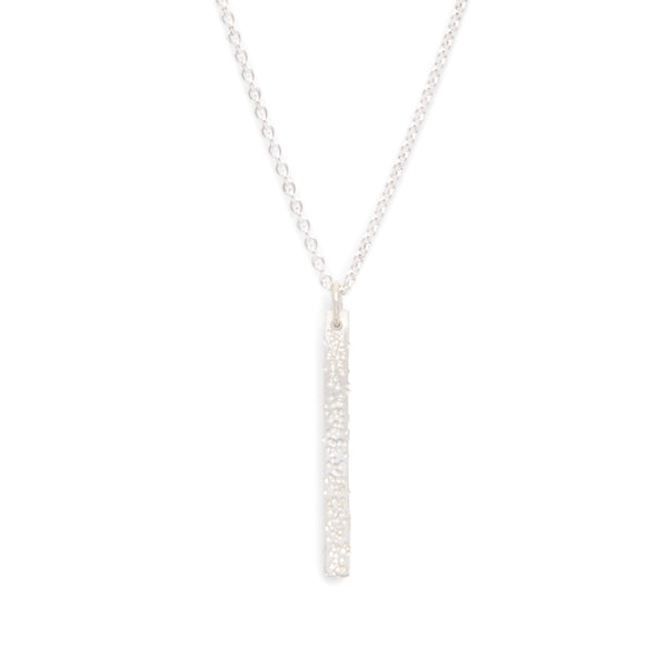 silver diamond dusted mini bar necklace