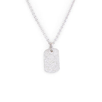 silver diamond dusted mini tag necklace