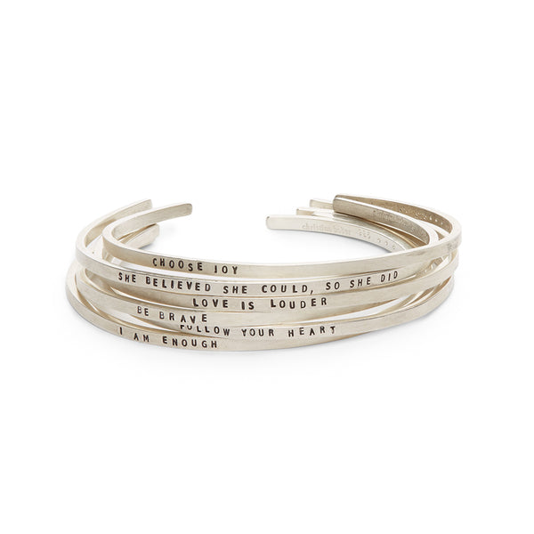 silver narrow bracelet stack