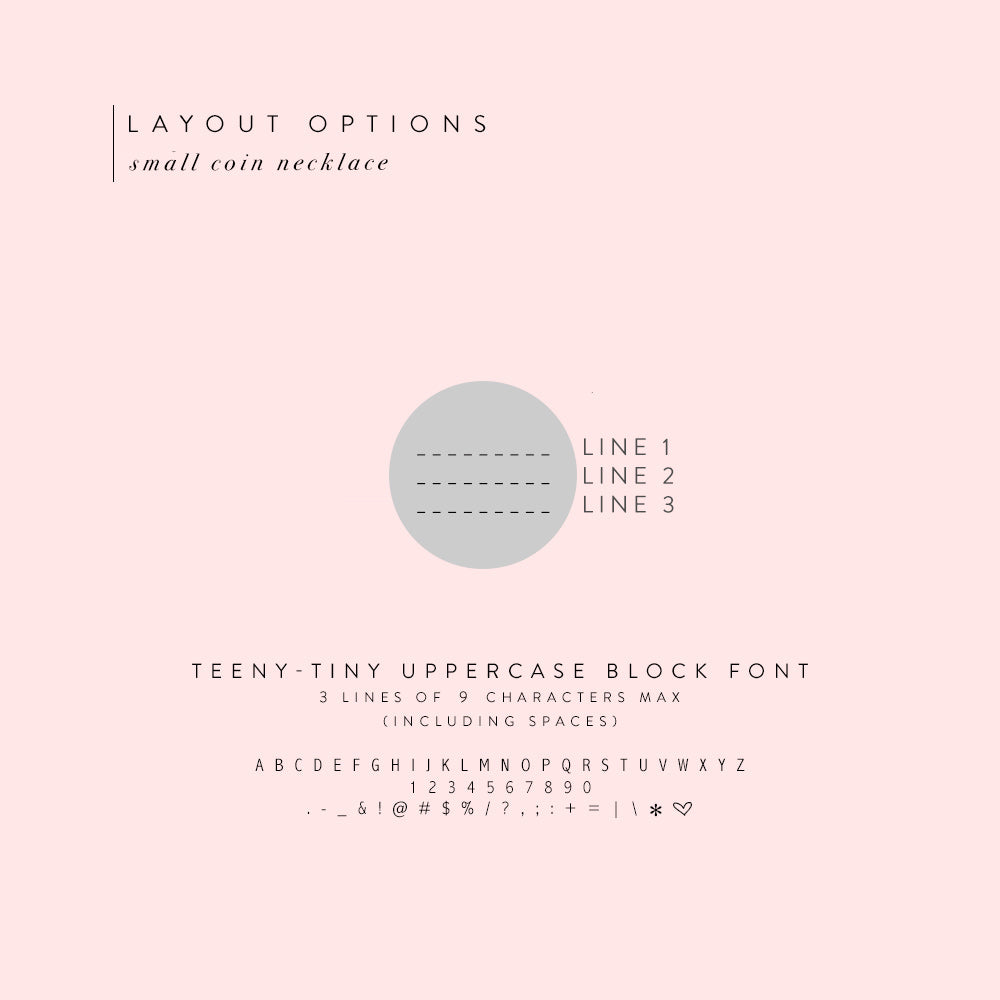 small coin necklace layout options