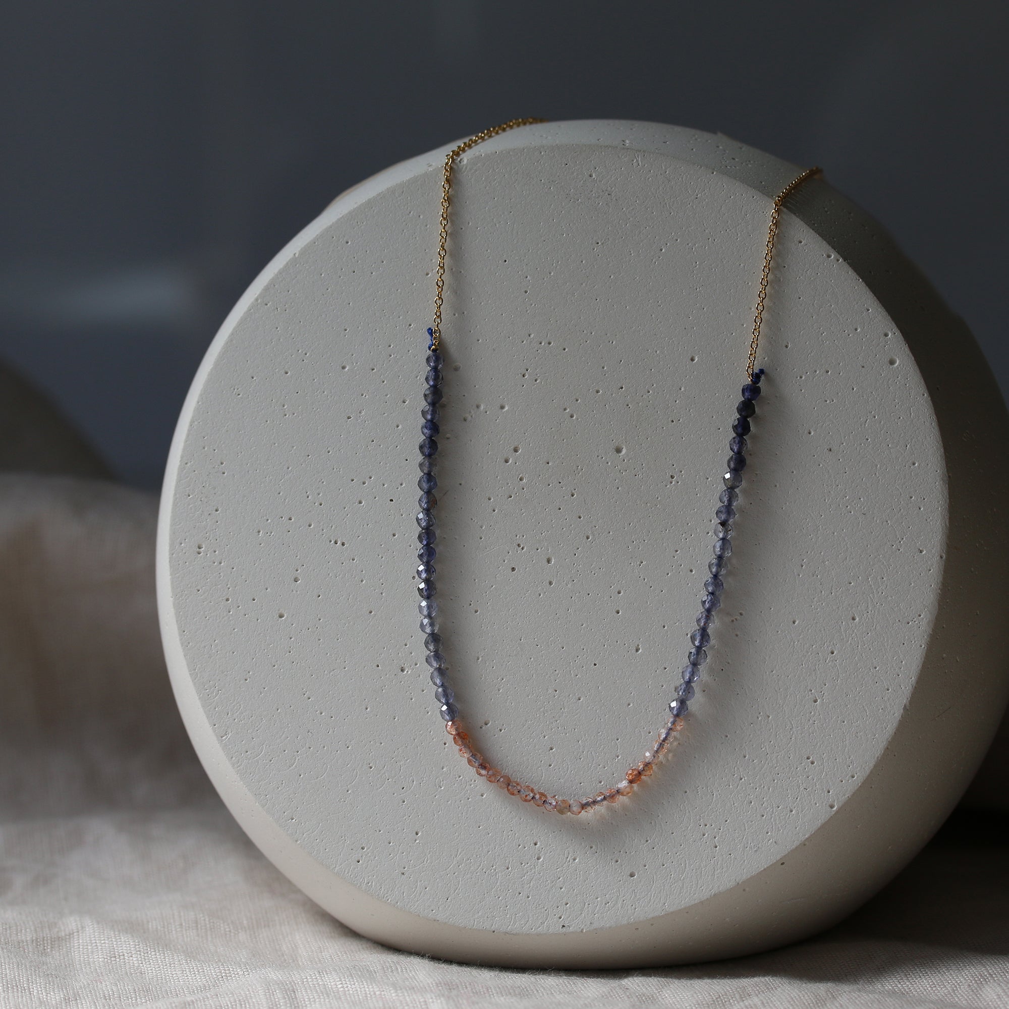 iolite and sunstone bonbon gemstone necklace – Christina Kober