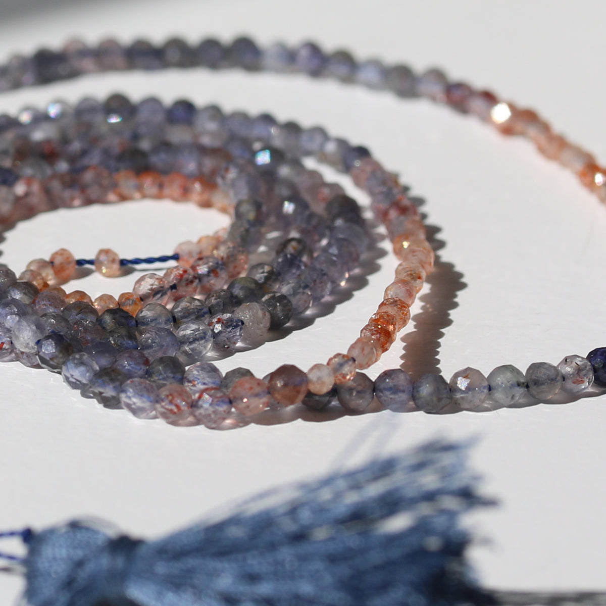 AUTUMN SUNSET GEMSTONE TASSEL NECKLACE