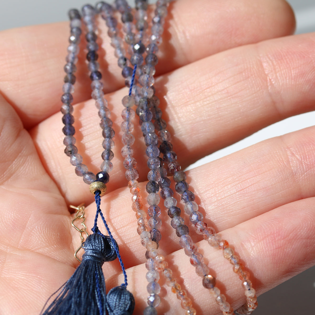 AUTUMN SUNSET GEMSTONE TASSEL NECKLACE