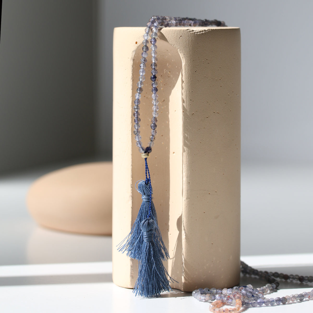 AUTUMN SUNSET GEMSTONE TASSEL NECKLACE