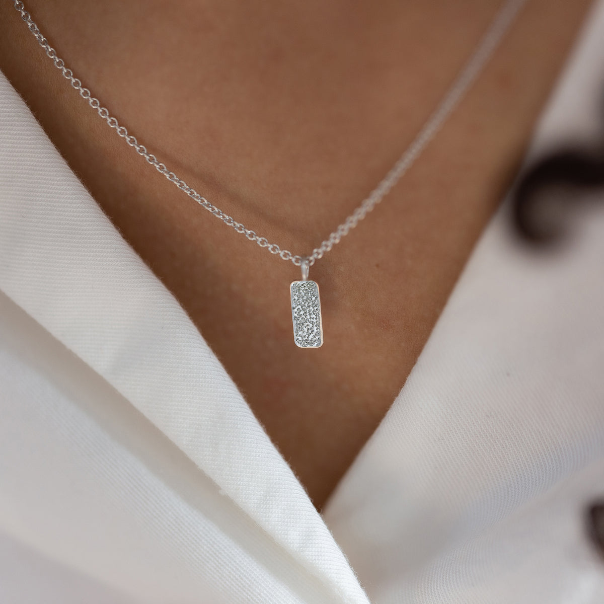 DIAMOND DUSTED ITTY-BITTY TAG NECKLACE