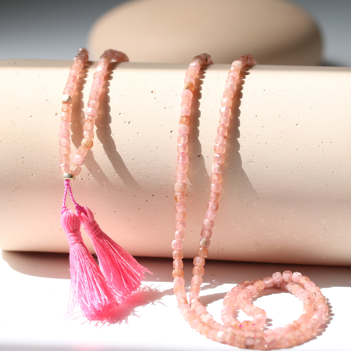 ENCHANTED DAWN GEMSTONE TASSEL NECKLACE
