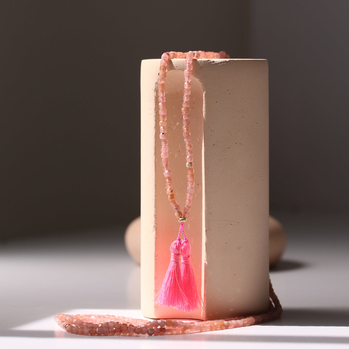 ENCHANTED DAWN GEMSTONE TASSEL NECKLACE