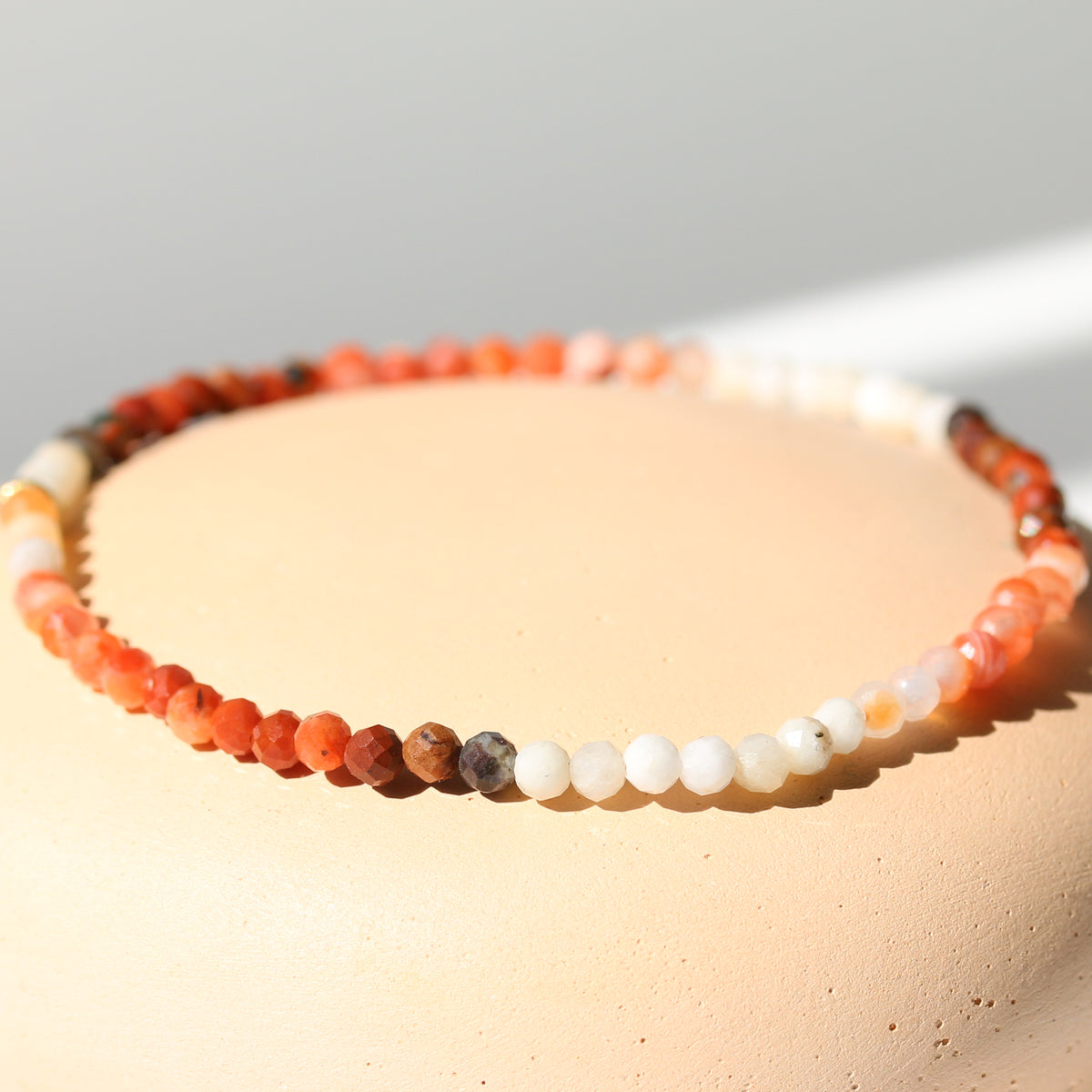 HARVEST DAWN | RED + WHITE AGATE LIMITED EDITION GEM BRACELET