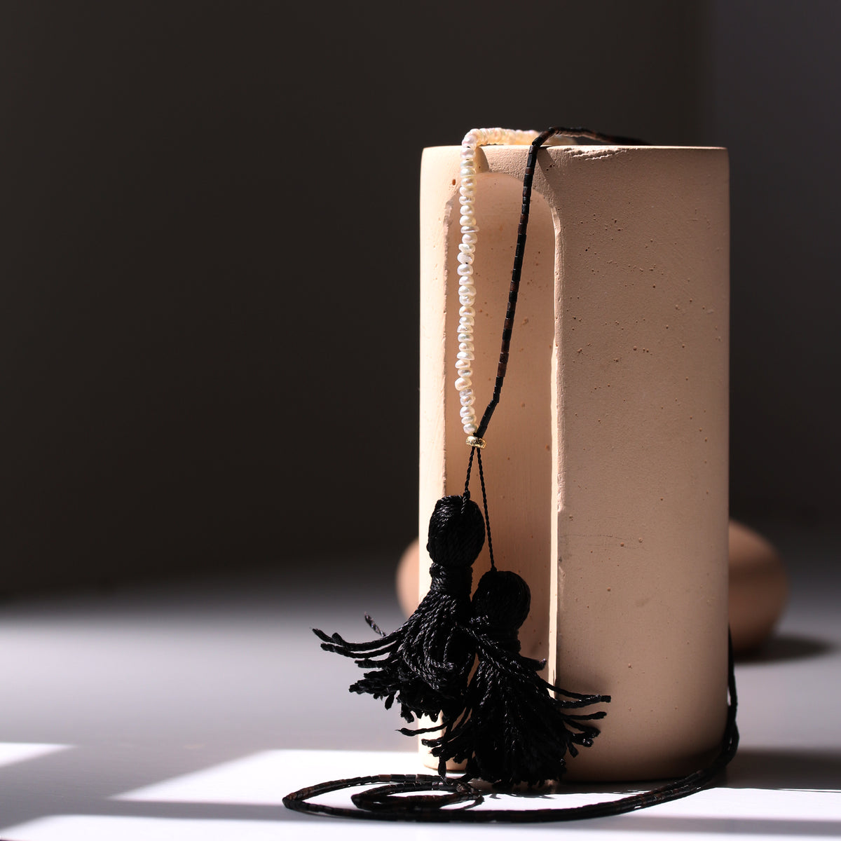 MIDNIGHT REVERIE GEMSTONE TASSEL NECKLACE