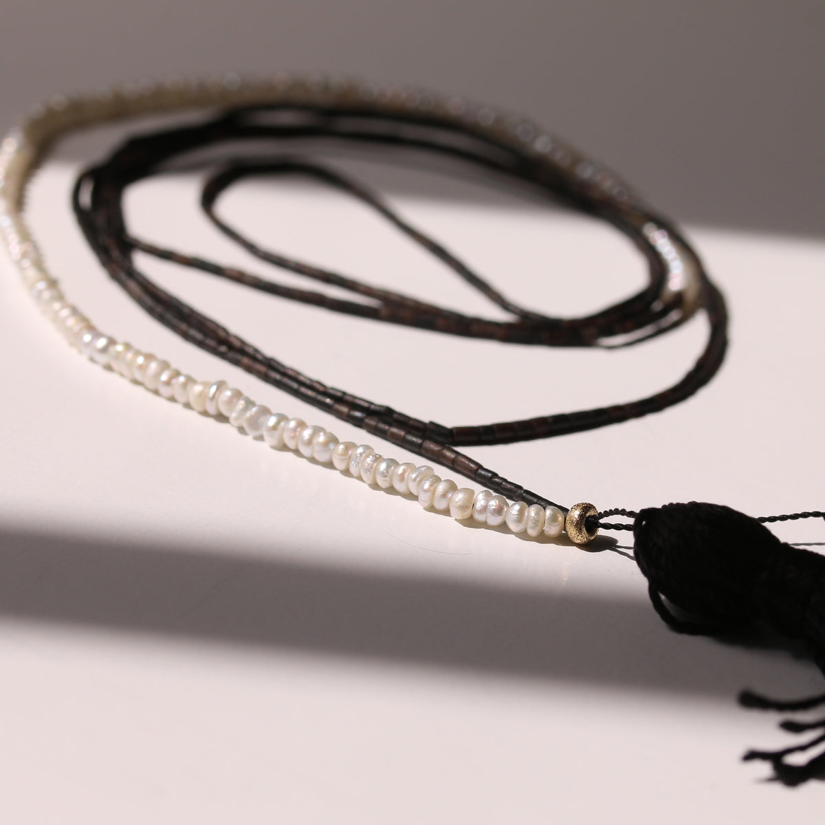 MIDNIGHT REVERIE GEMSTONE TASSEL NECKLACE