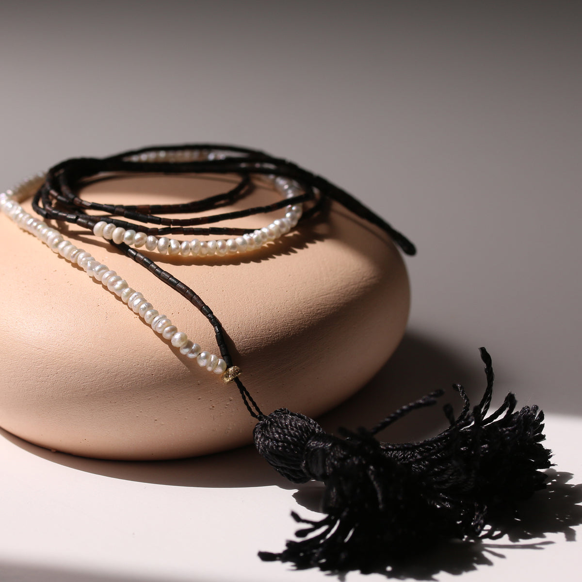 MIDNIGHT REVERIE GEMSTONE TASSEL NECKLACE