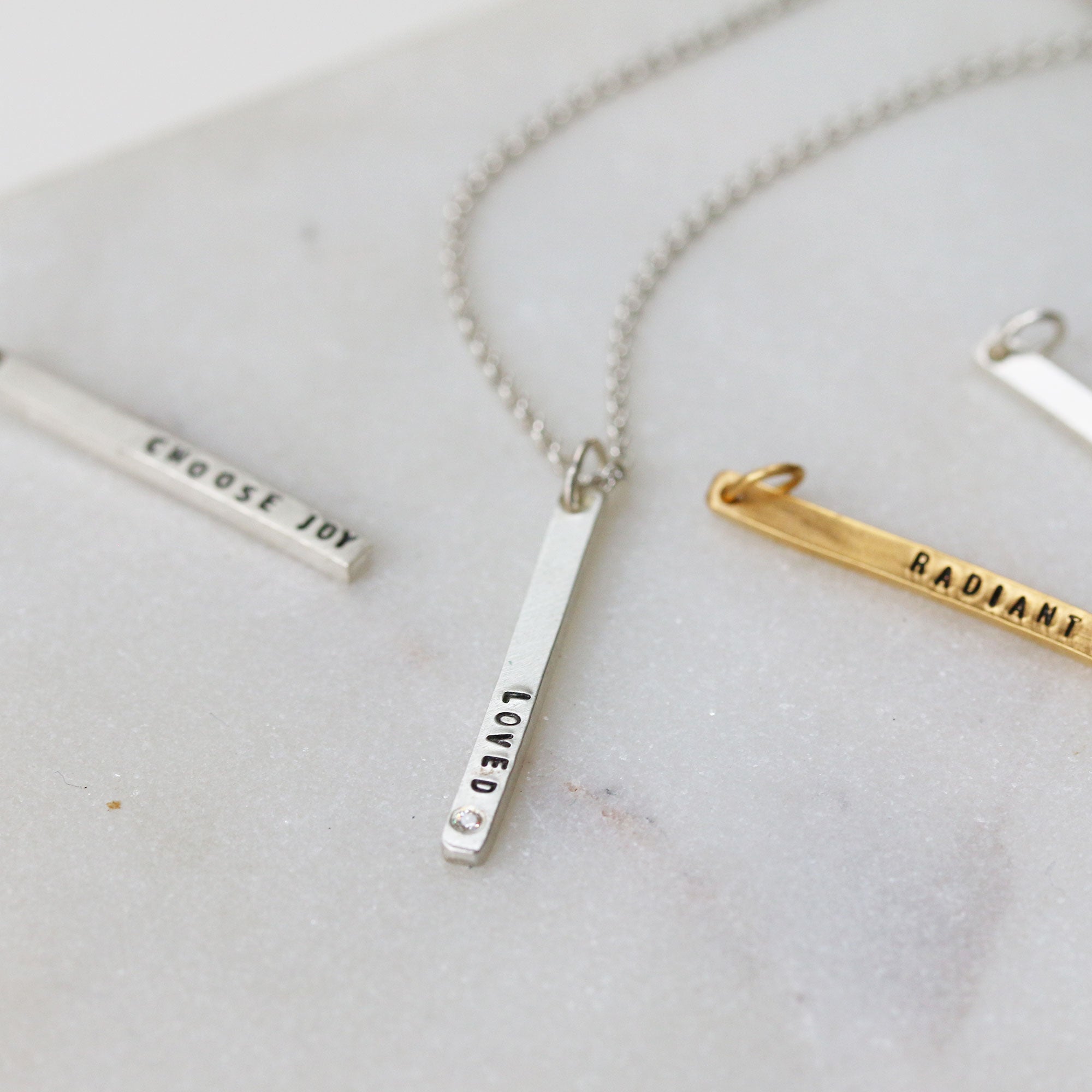 personalized mini vertical bar layering necklace | christina kober