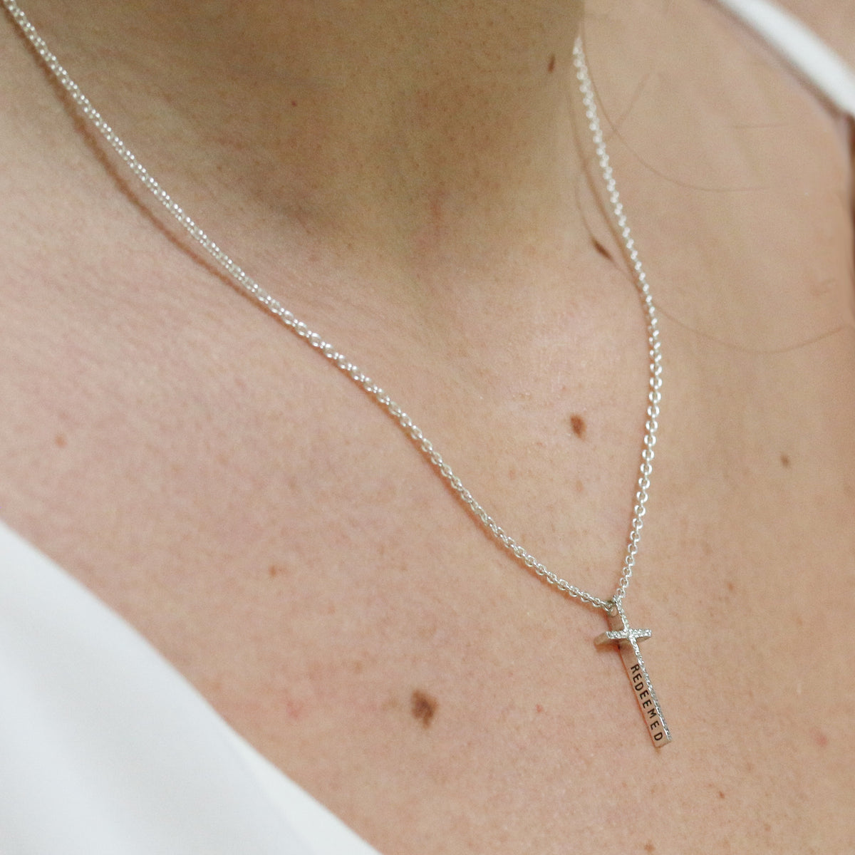 DIAMOND DUSTED CROSS NECKLACE