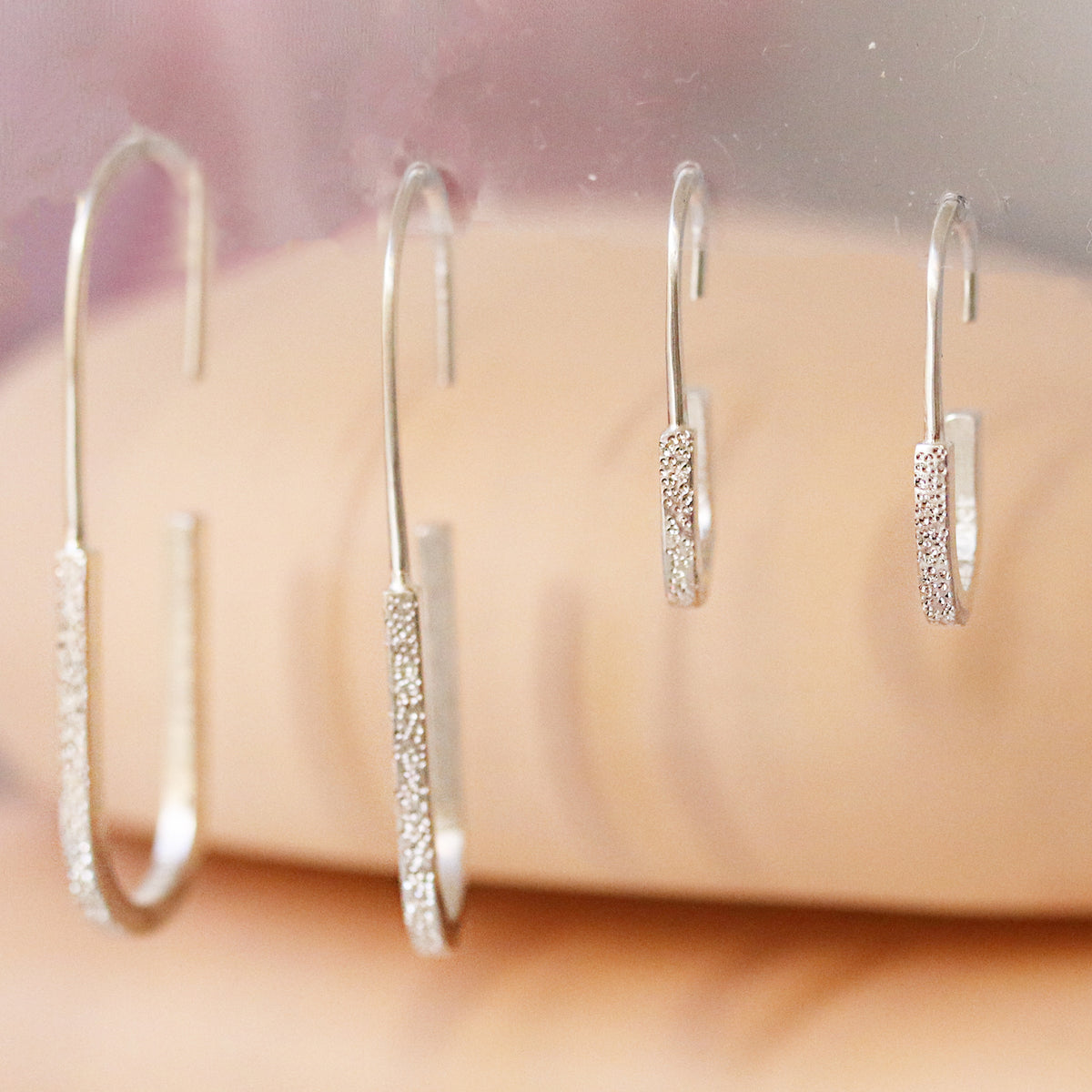 DIAMOND DUSTED ELONGATED DROP EARRINGS