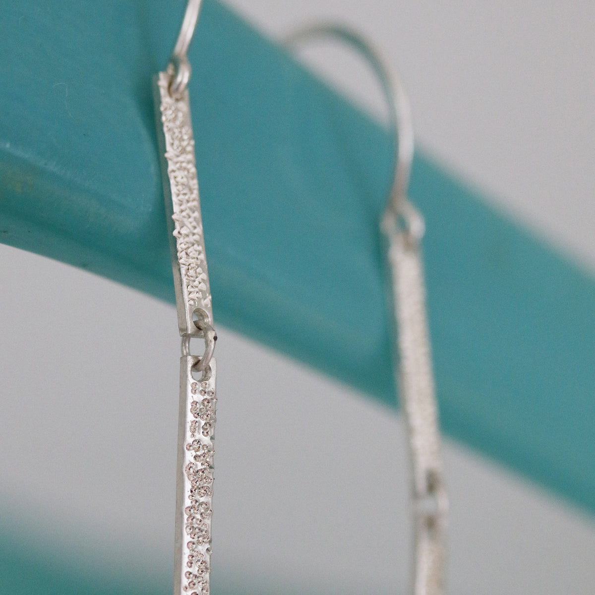 DOUBLE BAR EARRINGS | diamond dusted