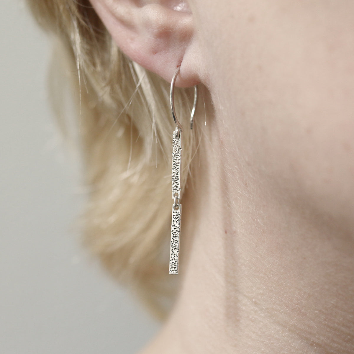 DOUBLE BAR EARRINGS | diamond dusted