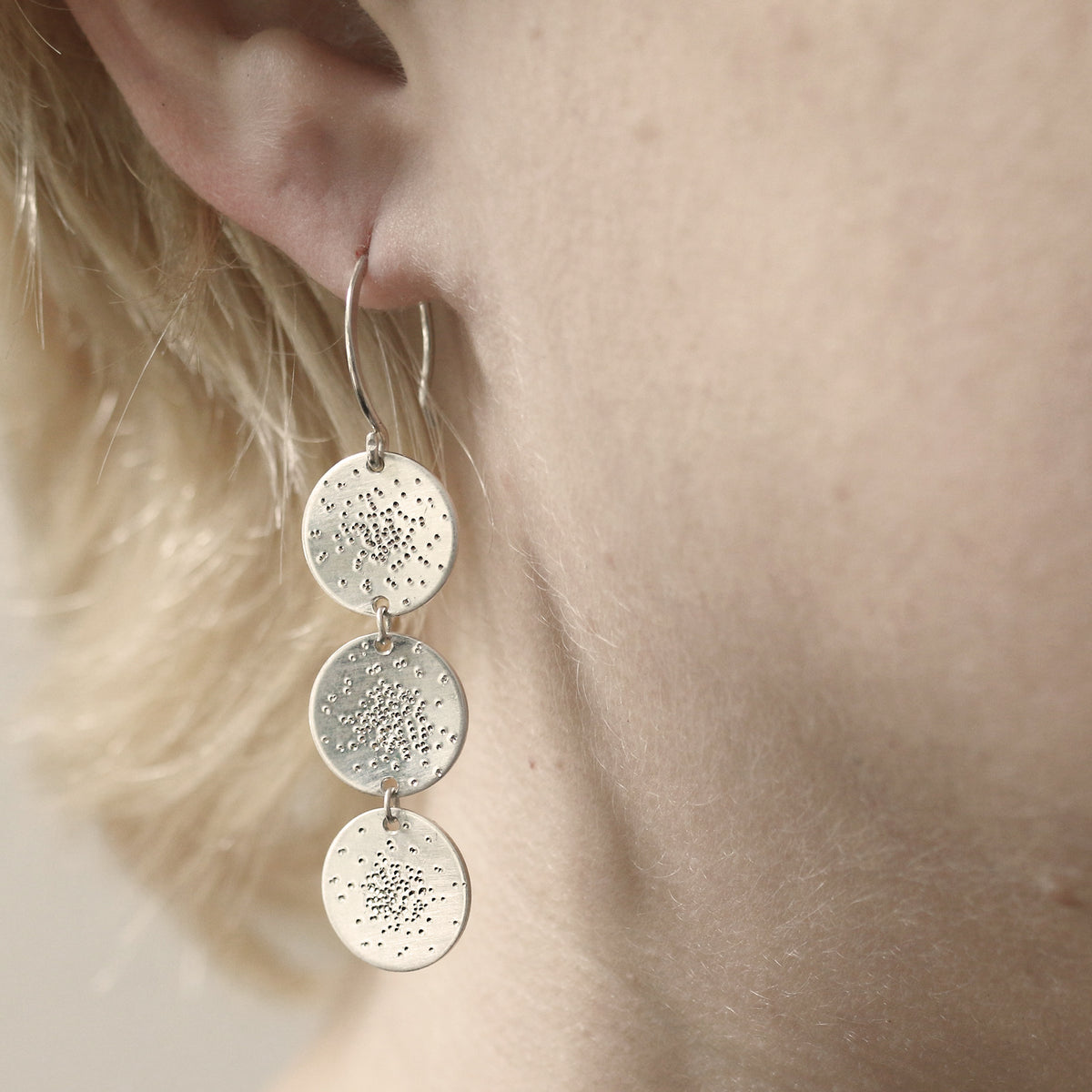 TRIPLE COIN EARRINGS | diamond dusted