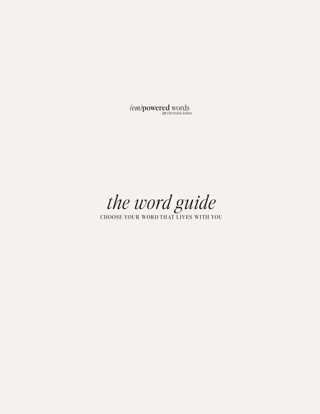 the word guide | digital edition – Christina Kober