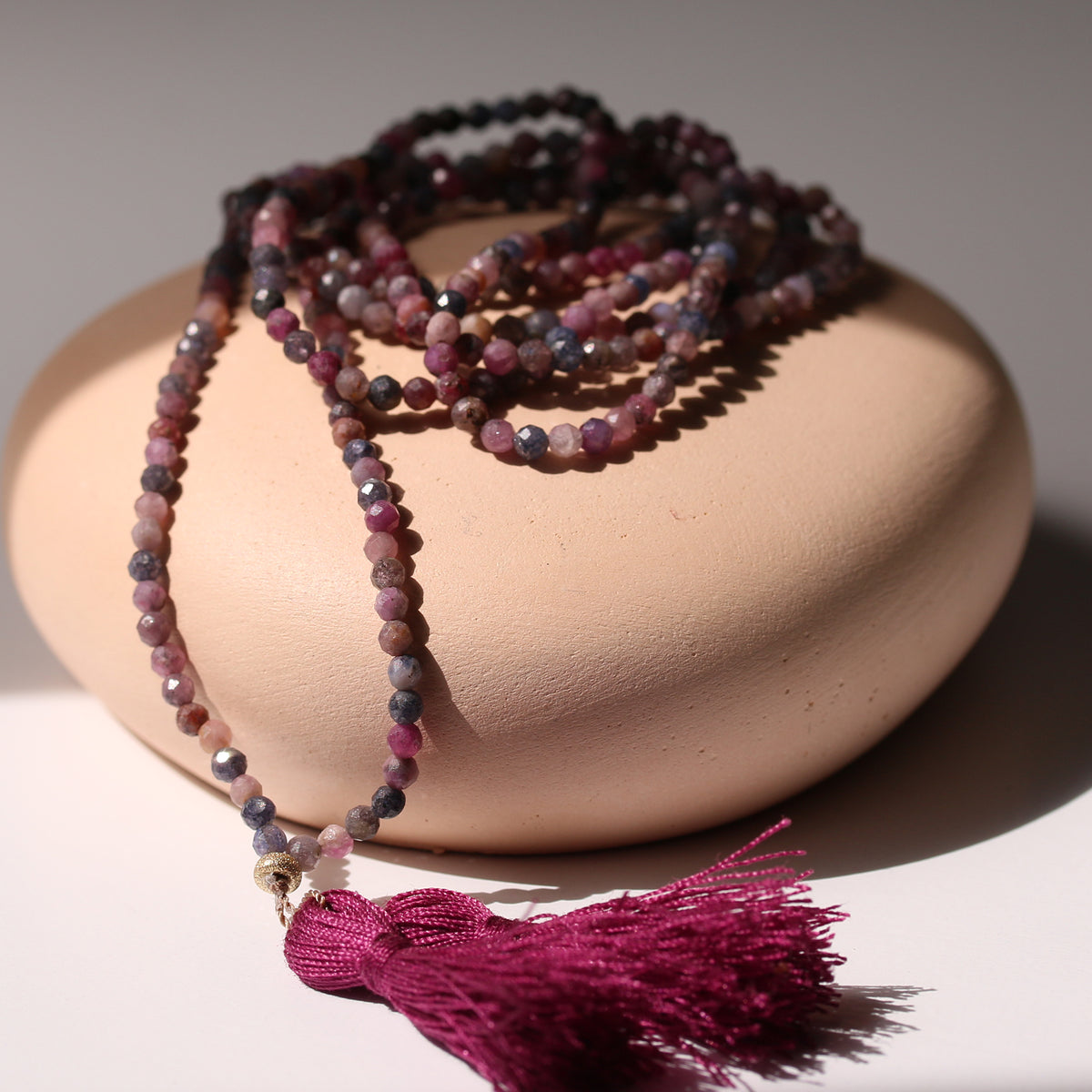 VINEYARD VELVET GEMSTONE TASSEL NECKLACE