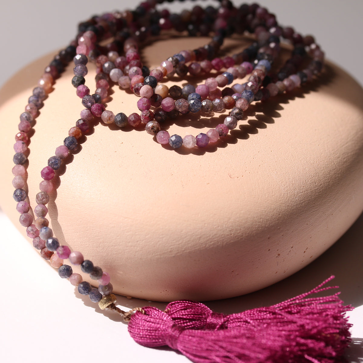 VINEYARD VELVET GEMSTONE TASSEL NECKLACE
