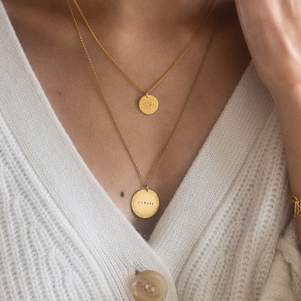 gold coin necklaces layered