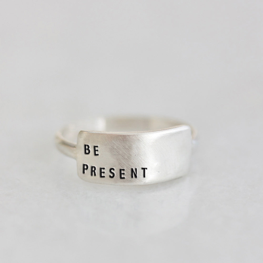 Be Present stamped ring in sterling silver | Christina Kober