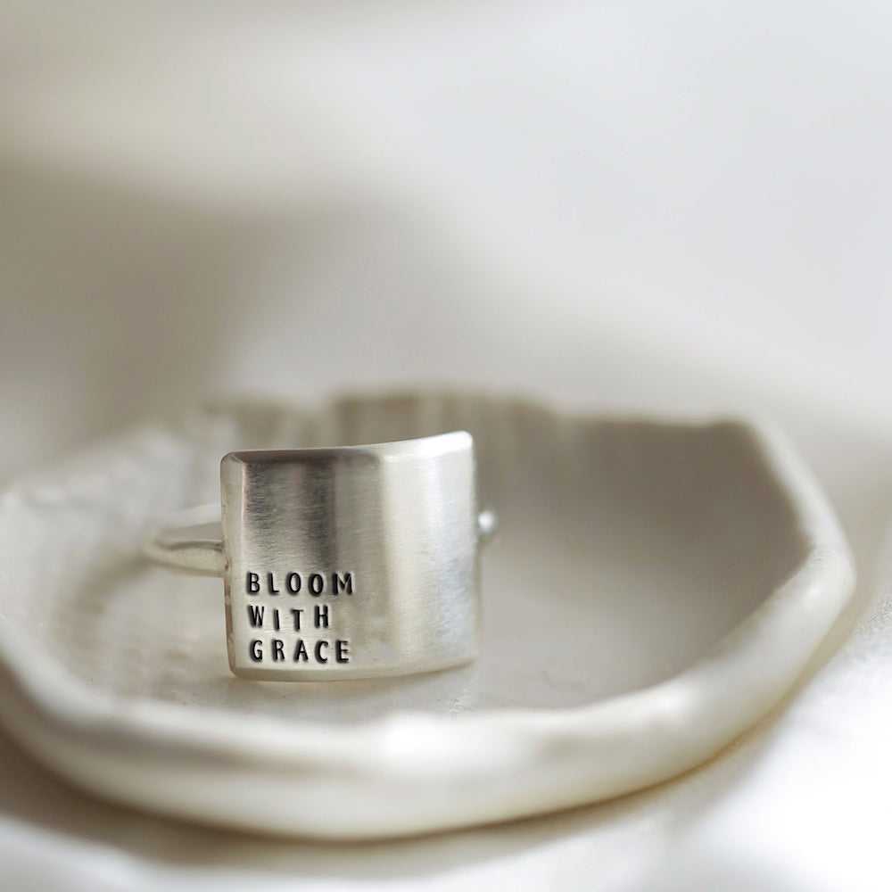 bloom with grace silver wide ring
