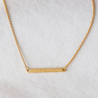 gold diamond dusted bar necklace