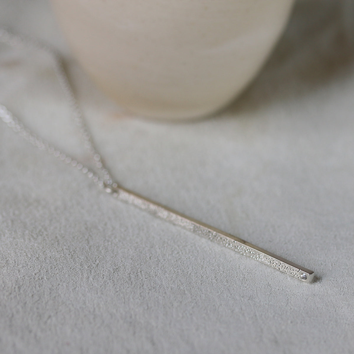 Sterling Silver Bar Necklace Long Silver Necklace Long Bar 