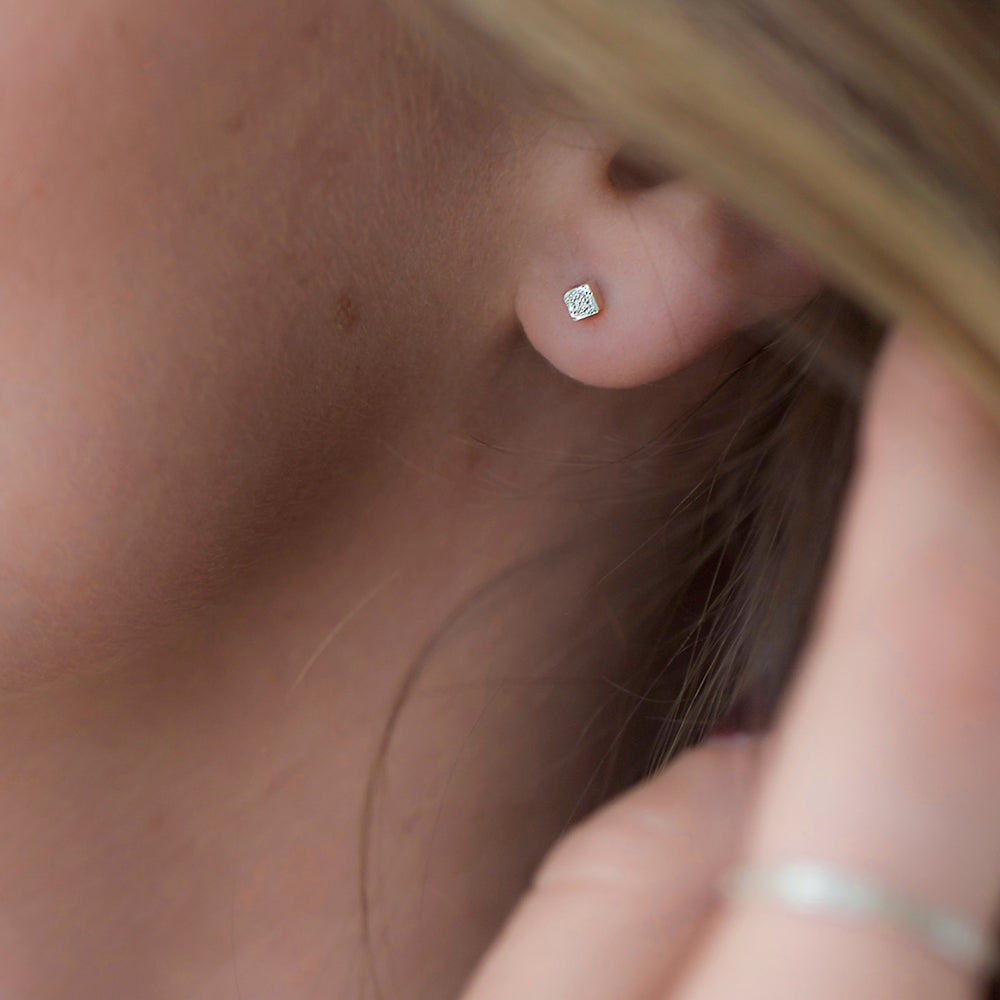 sterling silver tiny block stud earrings | christina kober