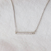 silver diamond dusted bar necklace